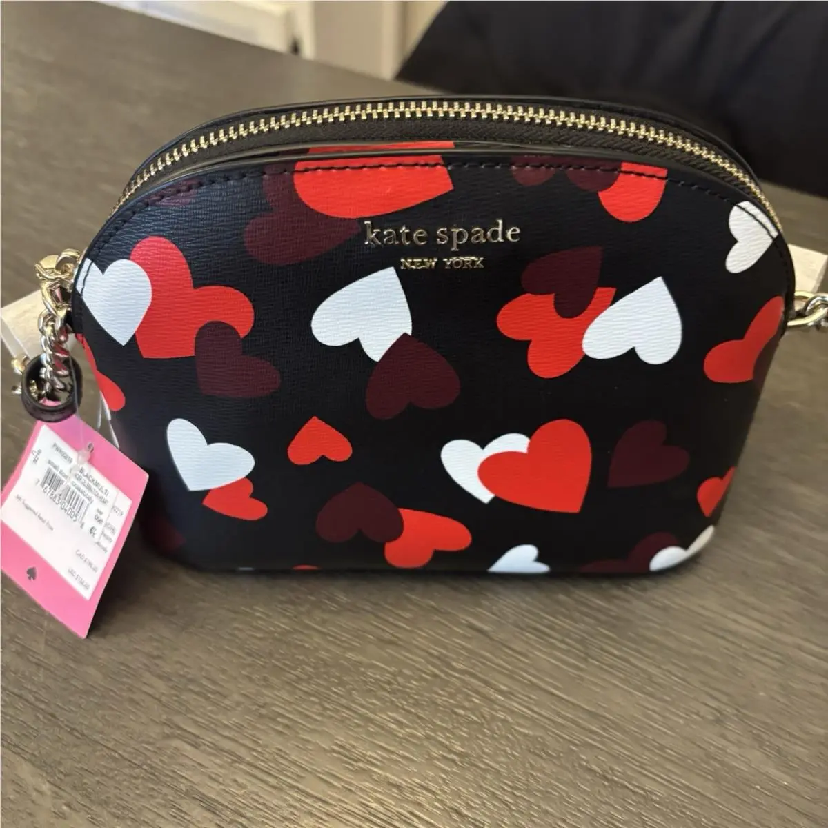 Kate Spade NY Spencer Celebration Hearts Small Dome Crossbody Bag Black