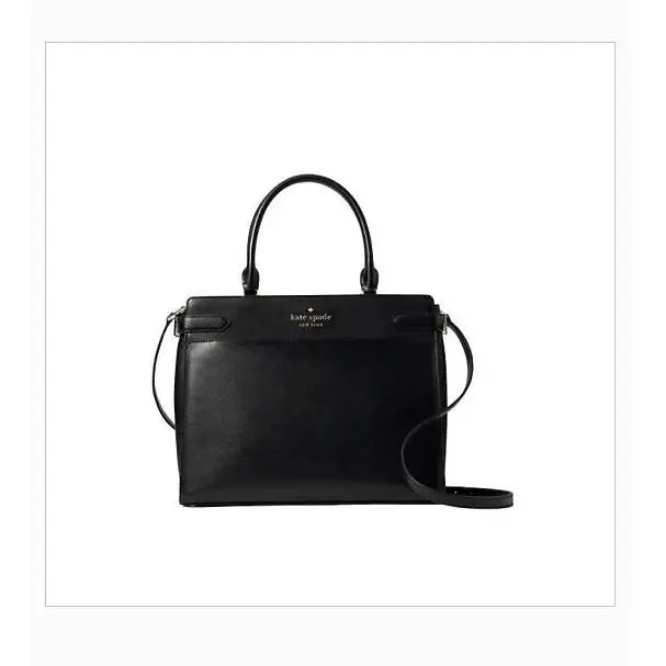Kate Spade Staci Cameron Womens Satchel Bag Black Saffiano Leather Crossbody Bag