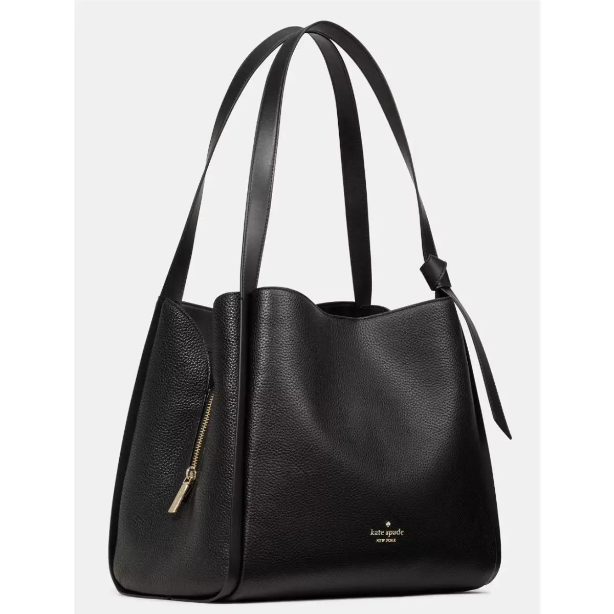 Kate Spade Knott Large Carryall Bag Black Pebbled Leather Purse KM663