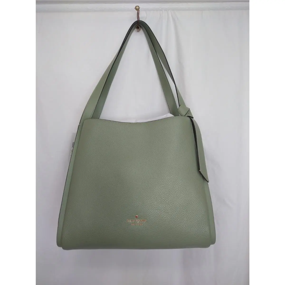 Kate Spade Knott Large Carryall Shoulder Bag Pebbled Leather - Balsam Green