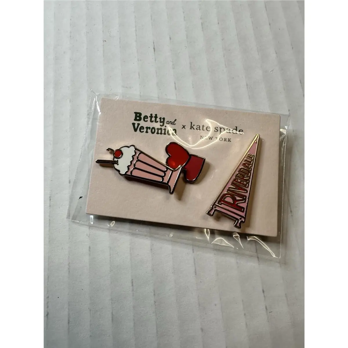 Kate Spade x Betty Veronica Archie Gold Plated Enamel 3 Pin Set Accessory