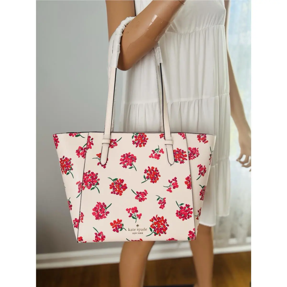 Kate Spade Becca Coastal Floral Print Large Tote Peach Multi