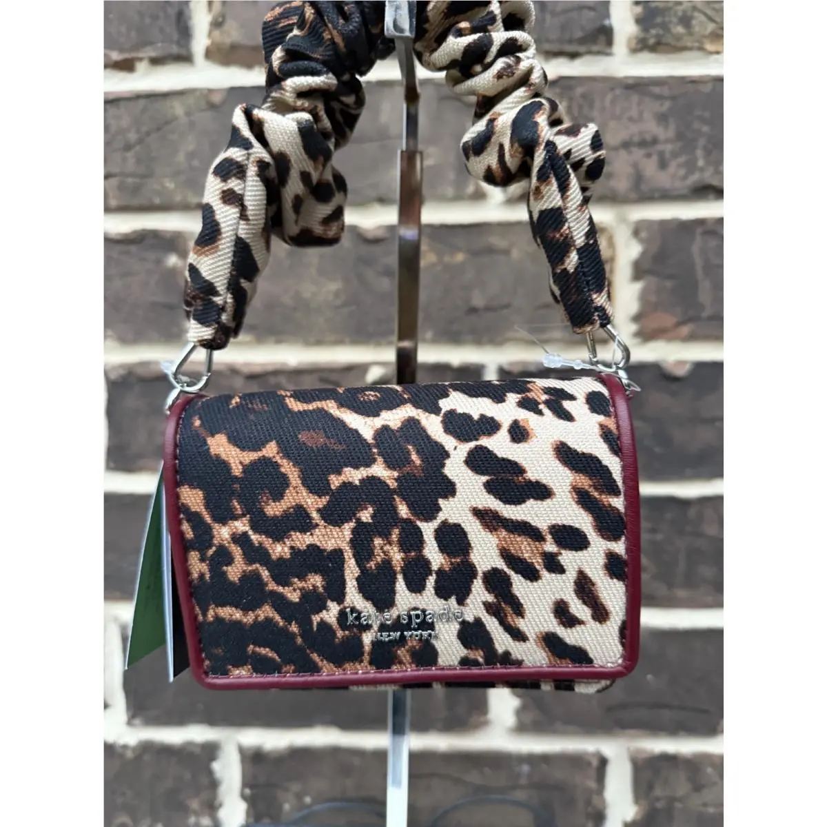 Kate Spade Natasha Downtown Leopard Card Case Mini Bag Scrunch Strap