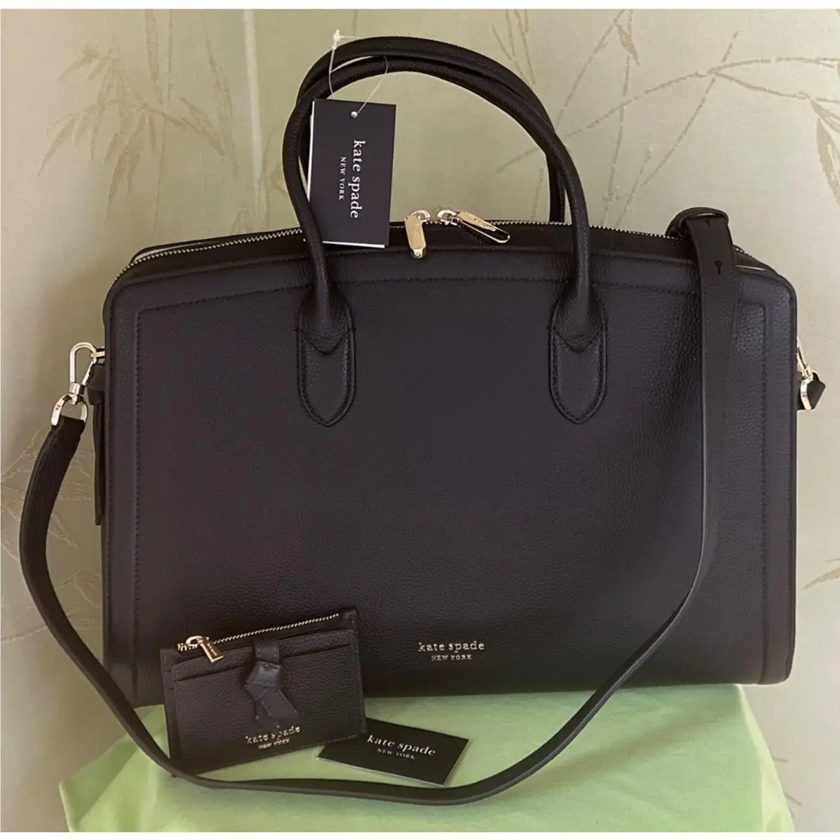 Kate Spade Knott Commuter Laptop Bag + Zip Cardholder Set :nwt Black