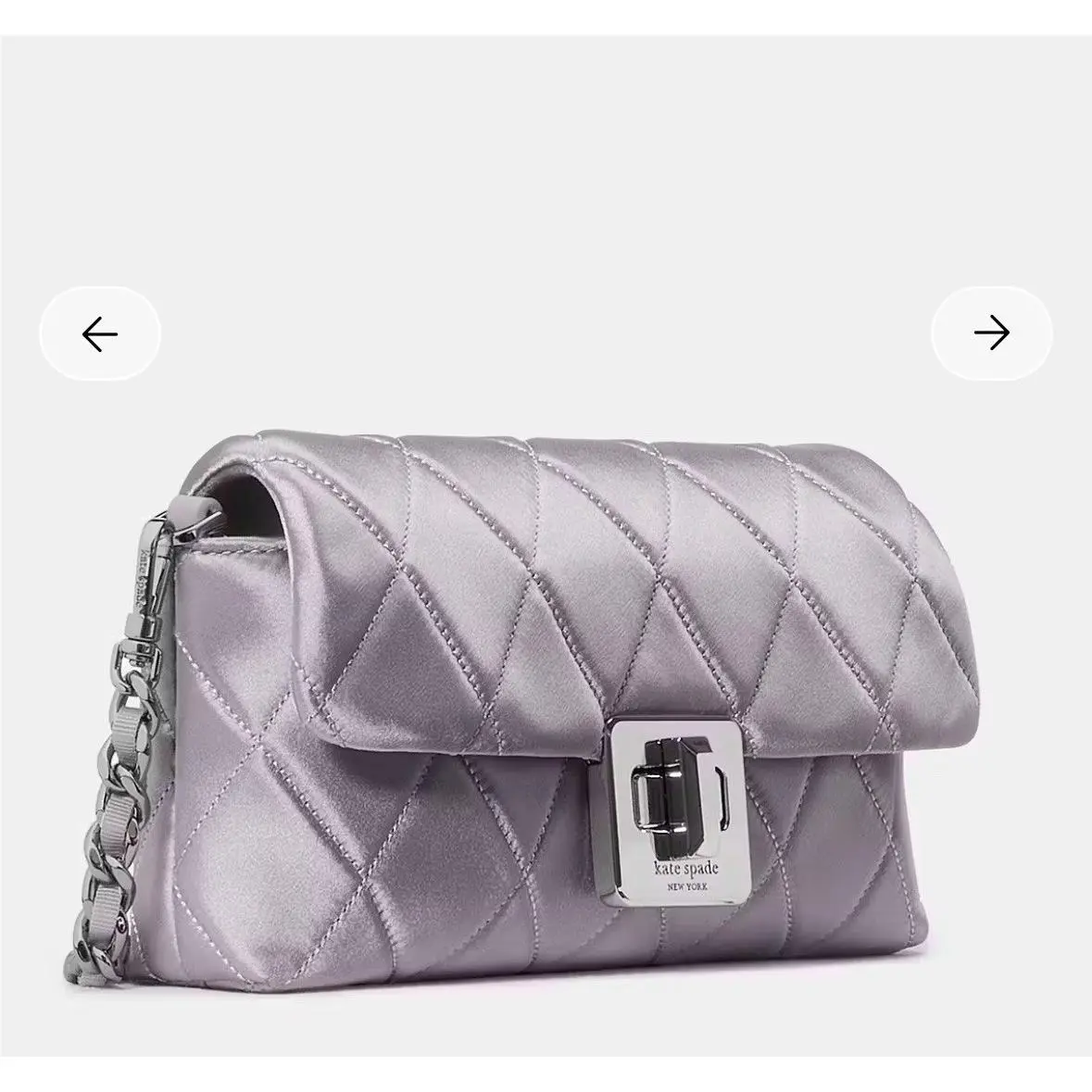 Grey Satin Carey Quilted Mini Crossbody Bag by Kate Spade