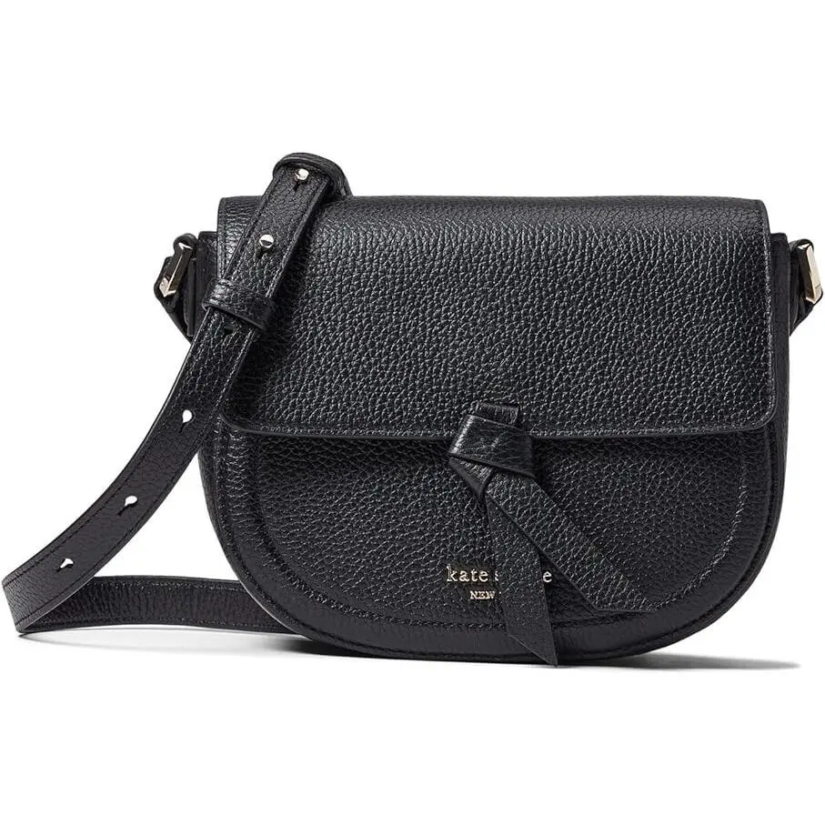 Kate Spade Knott Satchel Black Pebbled Leather Crossbody Bag Shoulder Bag