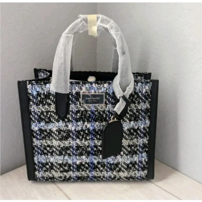 Kate Spade KI581 Manhattan Plaid Tweed Small Tote Black Multi