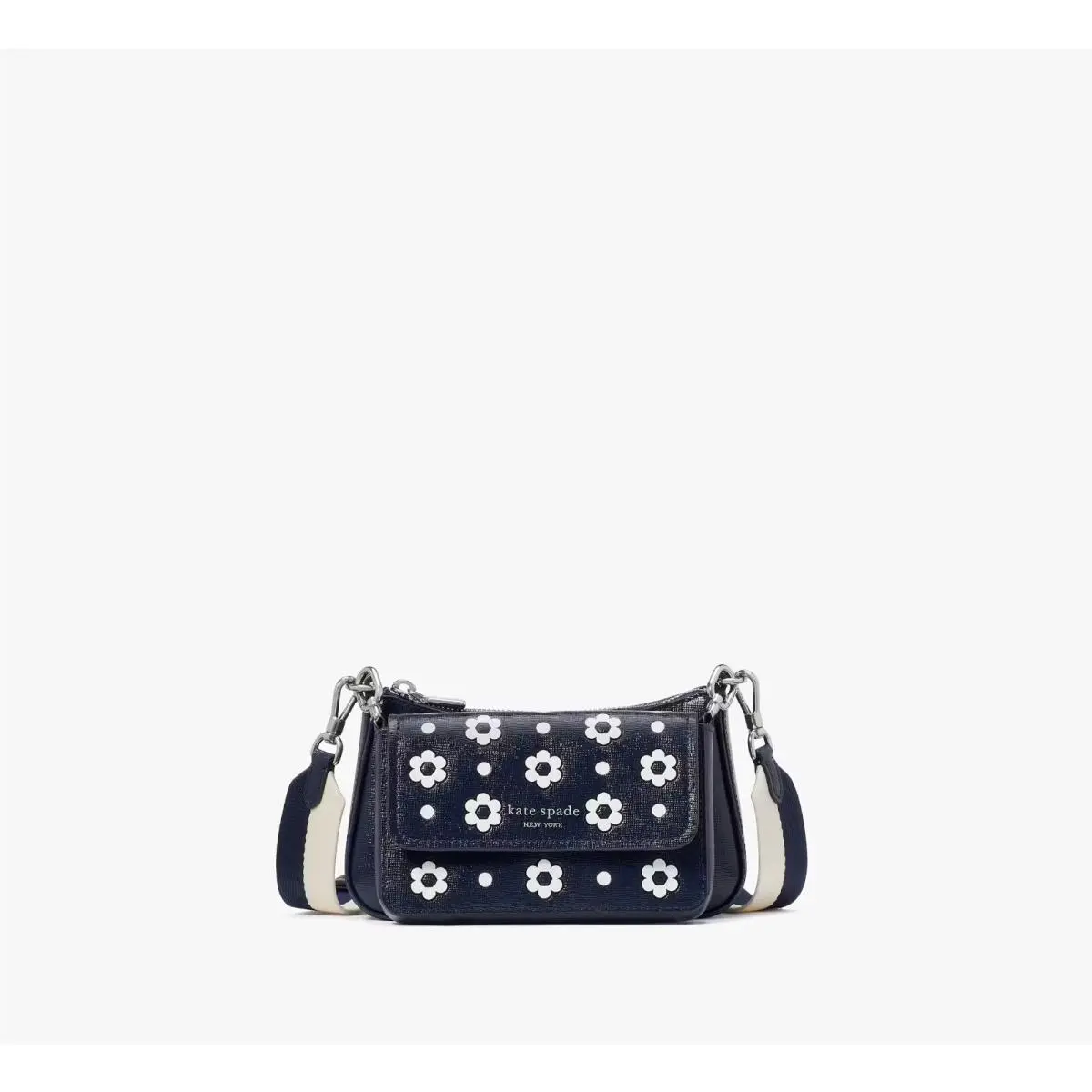 Spade Leather Double Up Daisy Dot Crossbody KH149 Parisian Navy Multi