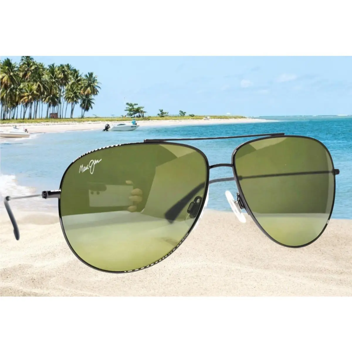 Maui Jim Ruthenium/green Hauoli Polarized HT665-17A/MJ0665S-002 Sunglasses