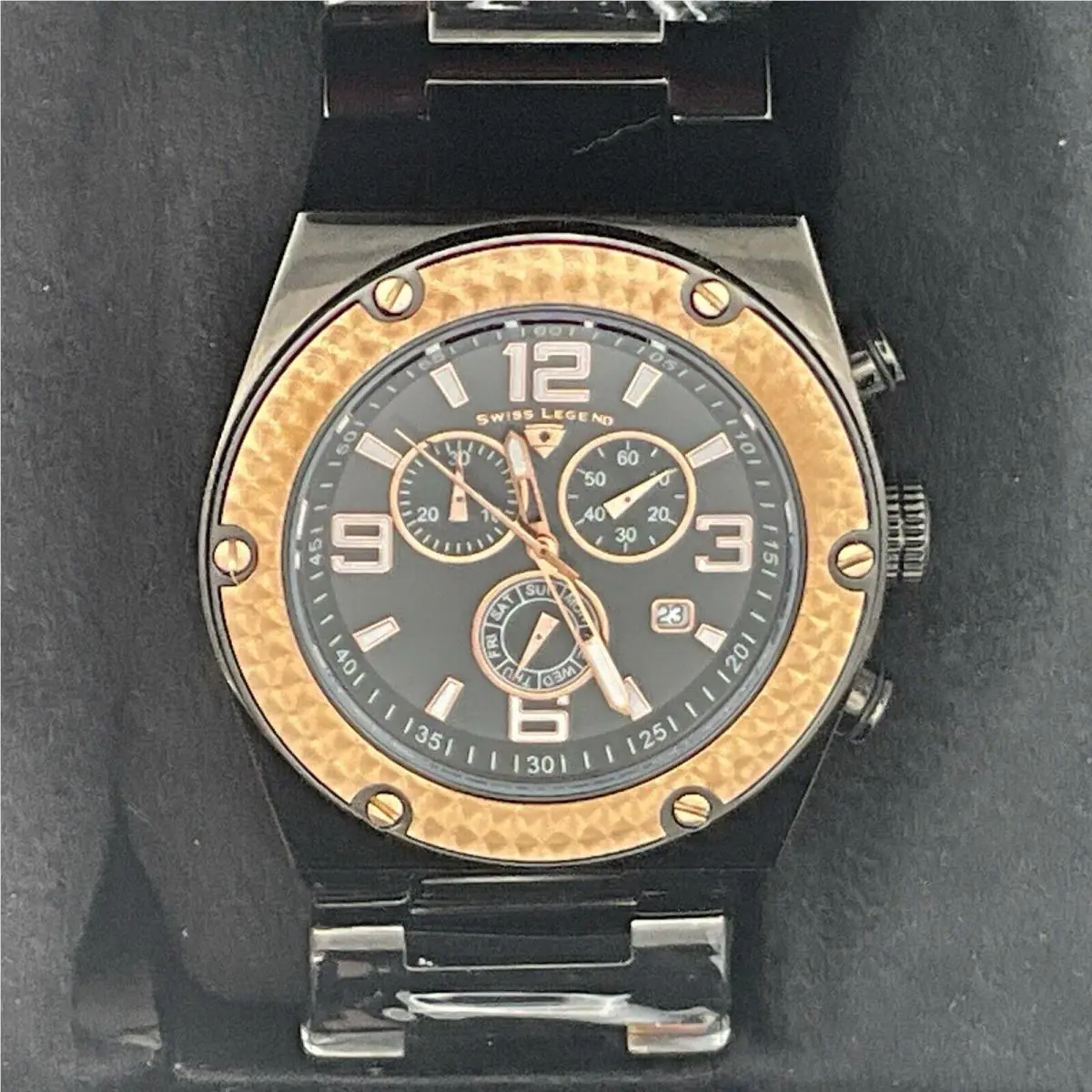 Swiss Legend Watch Men s SL-40025P-BB-11-SB Throttle Chronograph Black Dial