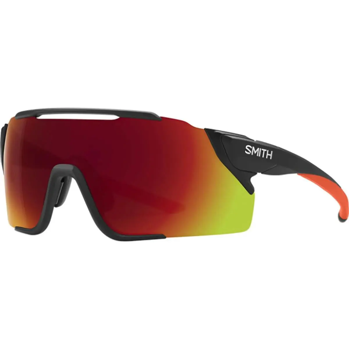 Smith Optics Adult Attack Mag Mtb Chromapop Black Cinder/red OS Sunglasses - Matte Black Cinder/Red Mirror, Frame: Black, Lens: Multi