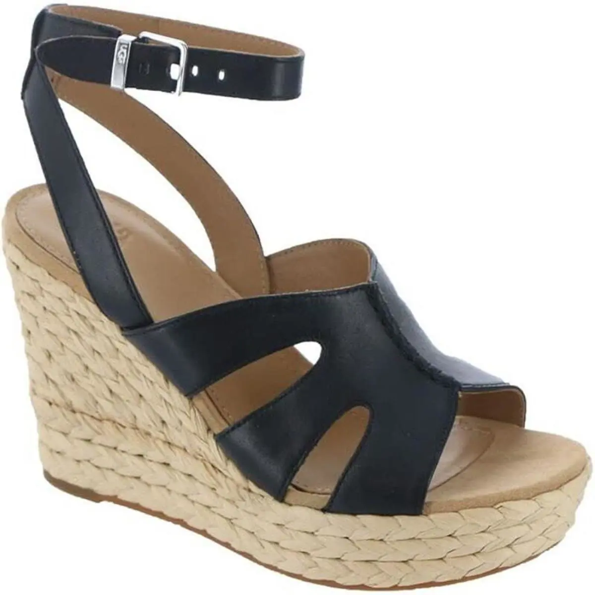 Ugg Careena Women`s Leather Wedge Pumps Black Size 10M - Black