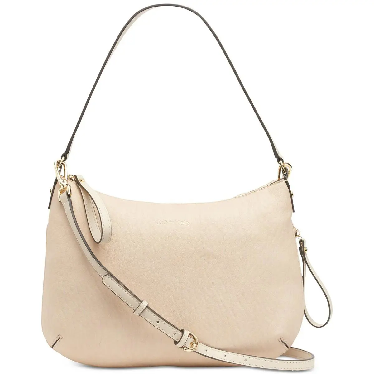 Calvin Klein Shoulder-bag Beige Leather Crossbody Convertible Strap Top-zip