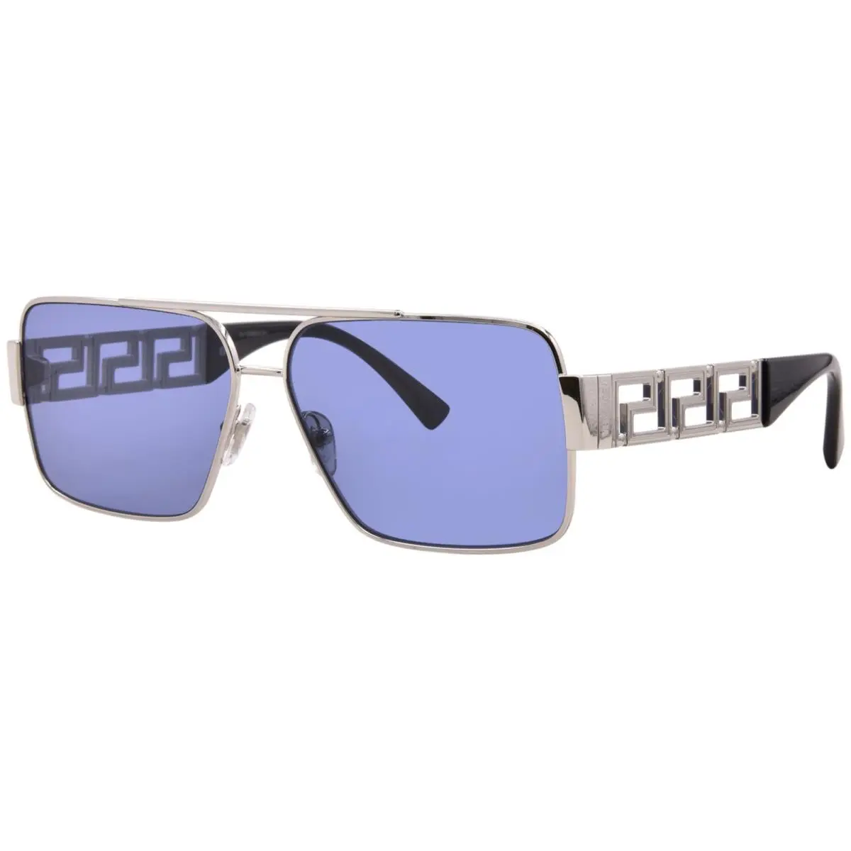 Versace VE2290 100180 Sunglasses Men`s Silver/dark Blue Rectangle Shape 61mm