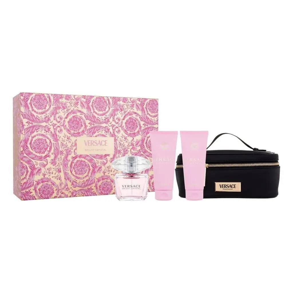 Versace Bright Crystal 4-Piece Set For Women 3.0 Oz Eau De Toilette Spray +