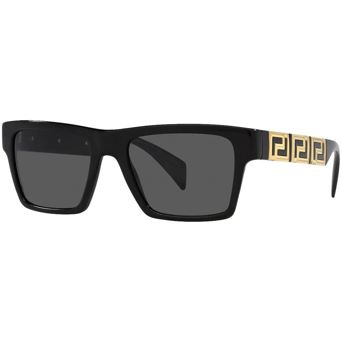 Men`s Black Rectangle Sunglasses w/ Greca Temples - VE4445 GB187 - Italy by Versace