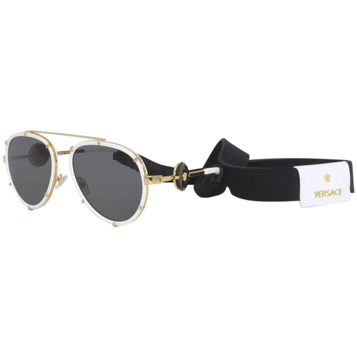 Versace 2232 1470/87 Sunglasses Havana/dark Grey Lenses 61mm W/black Neck Strap