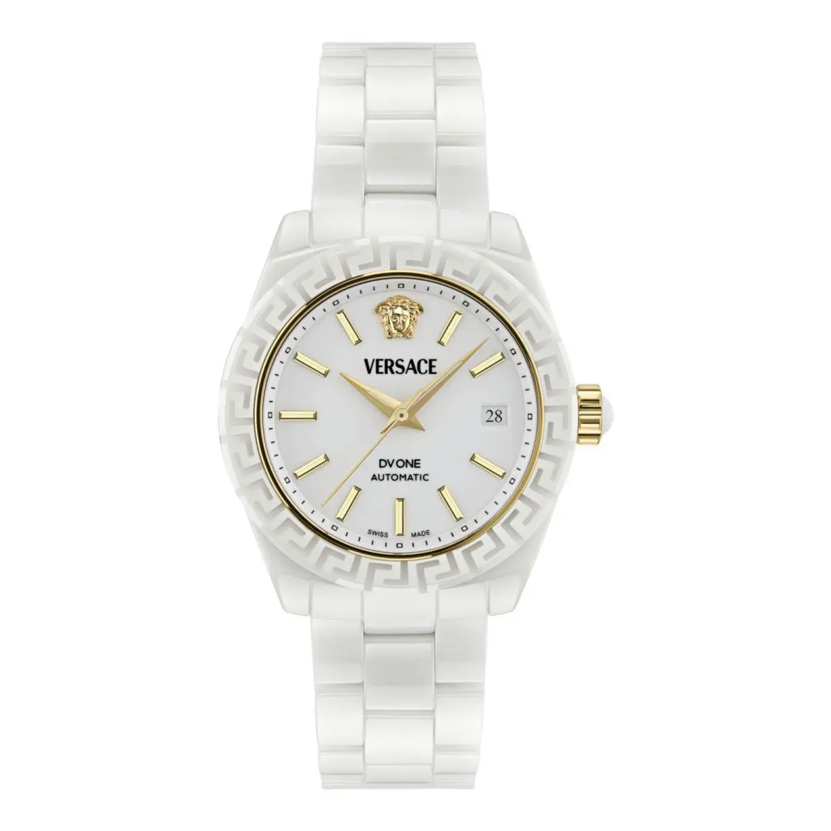 Versace Womens White Ceramic 40mm Bracelet Fashion Watch