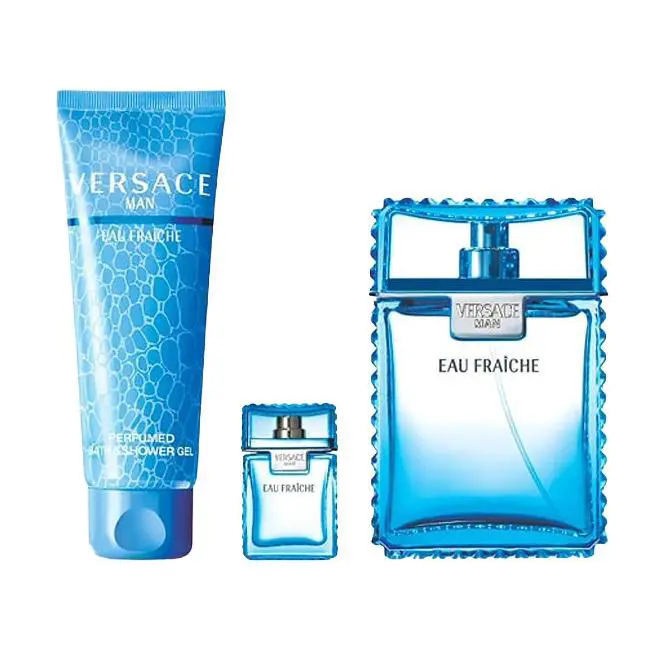Versace Man Eau Fraiche 3 PC Set: 3.4 oz Edt Spray + 5 oz Shower Gel + 5 ml Edt