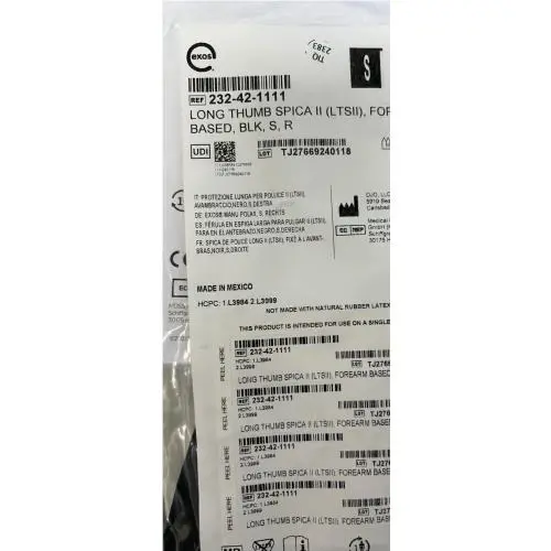 Exos Long Thumb Spica ll Forearm Based W/boa Black Small Right 232-42-1111