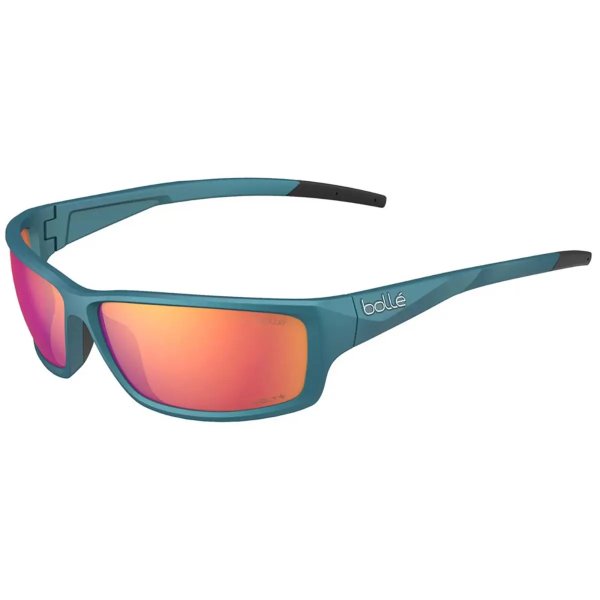 Bolle Cerber Polarized Teal Sport Wrap Sunglasses W/volt+ Mirrored Lens - Taiwan - Frame: Teal Metallic, Lens: Ruby