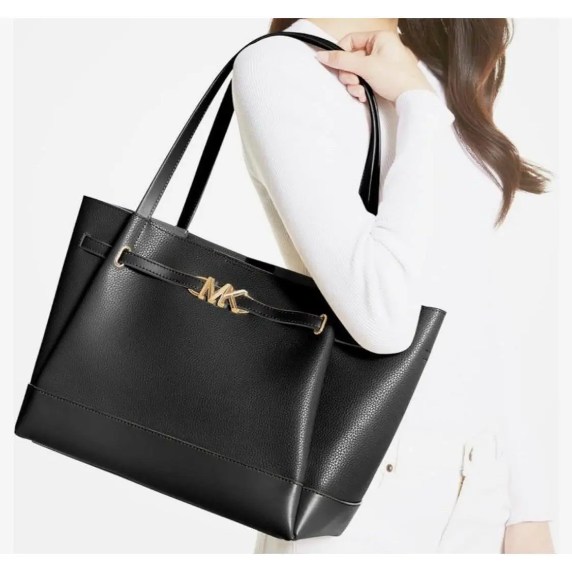 Michael Kors Reed Large Tote Shoulder Bag IN Black