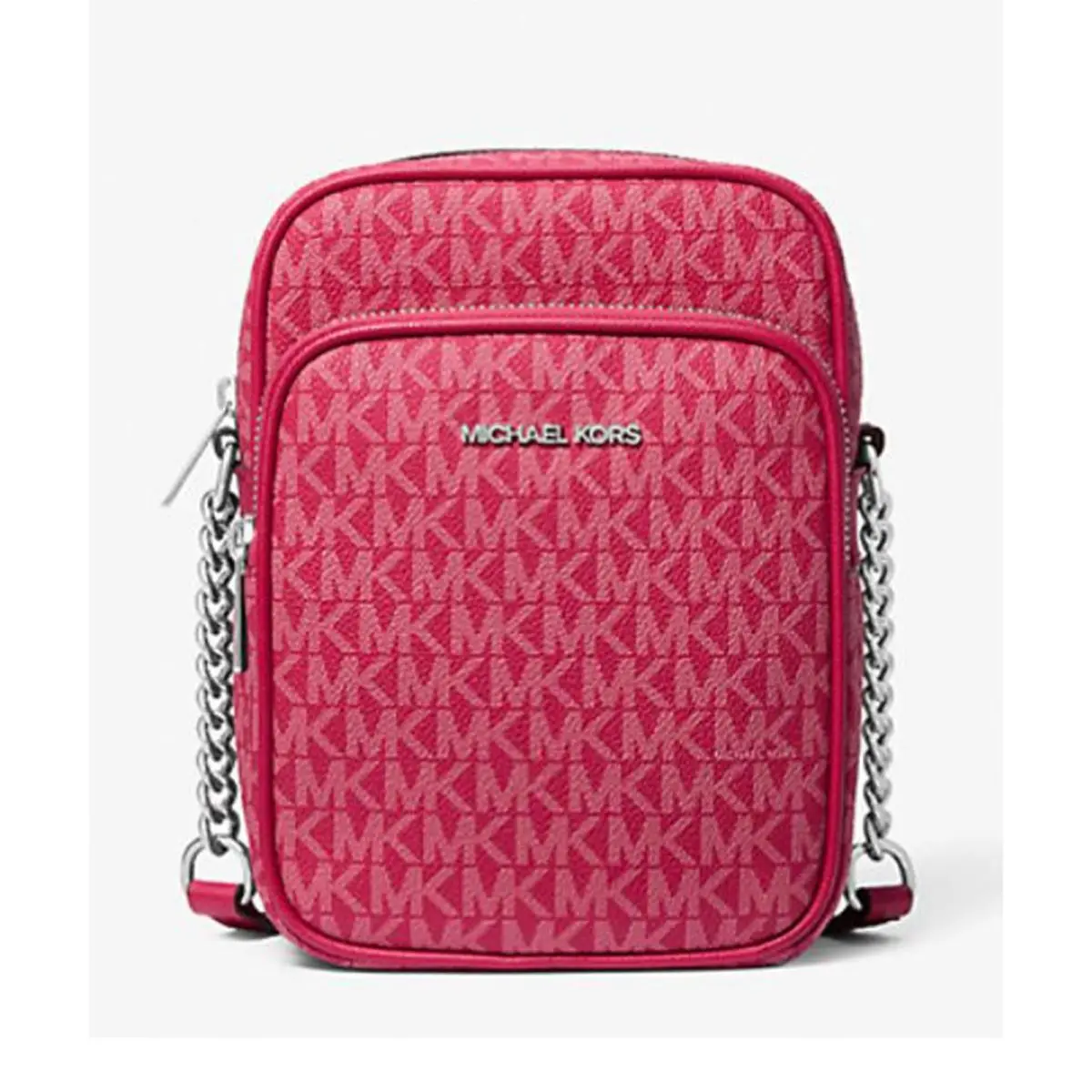 Michael Kors Jet Set Travel Medium Signature Logo Crossbody Bag Dark Raspberry