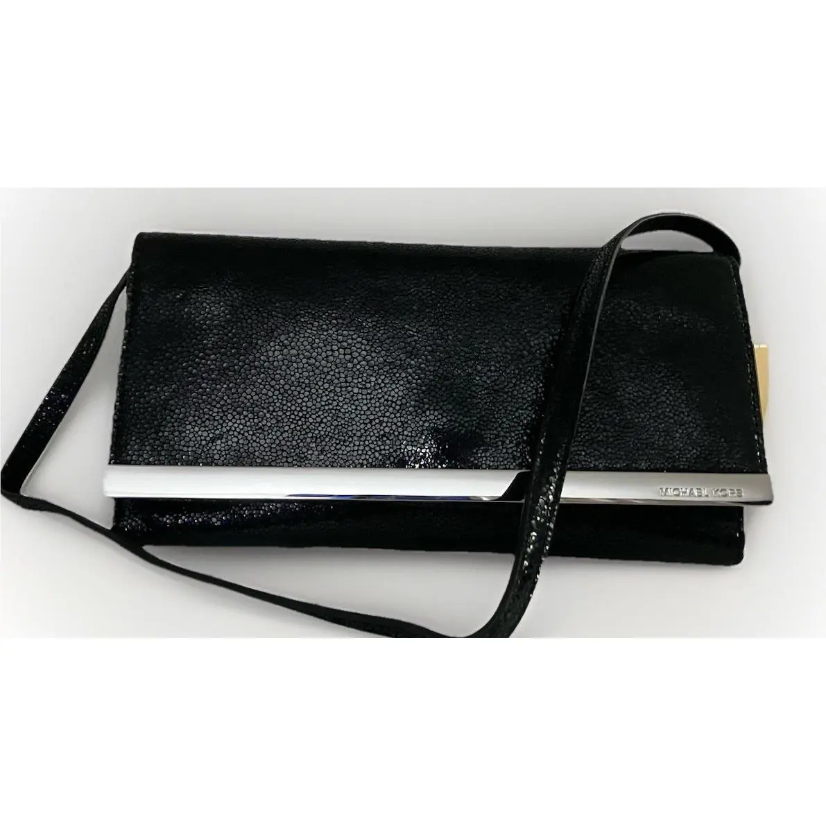 Michael Kors Tilda Leather Convertible Clutch Shoulder Bag Black