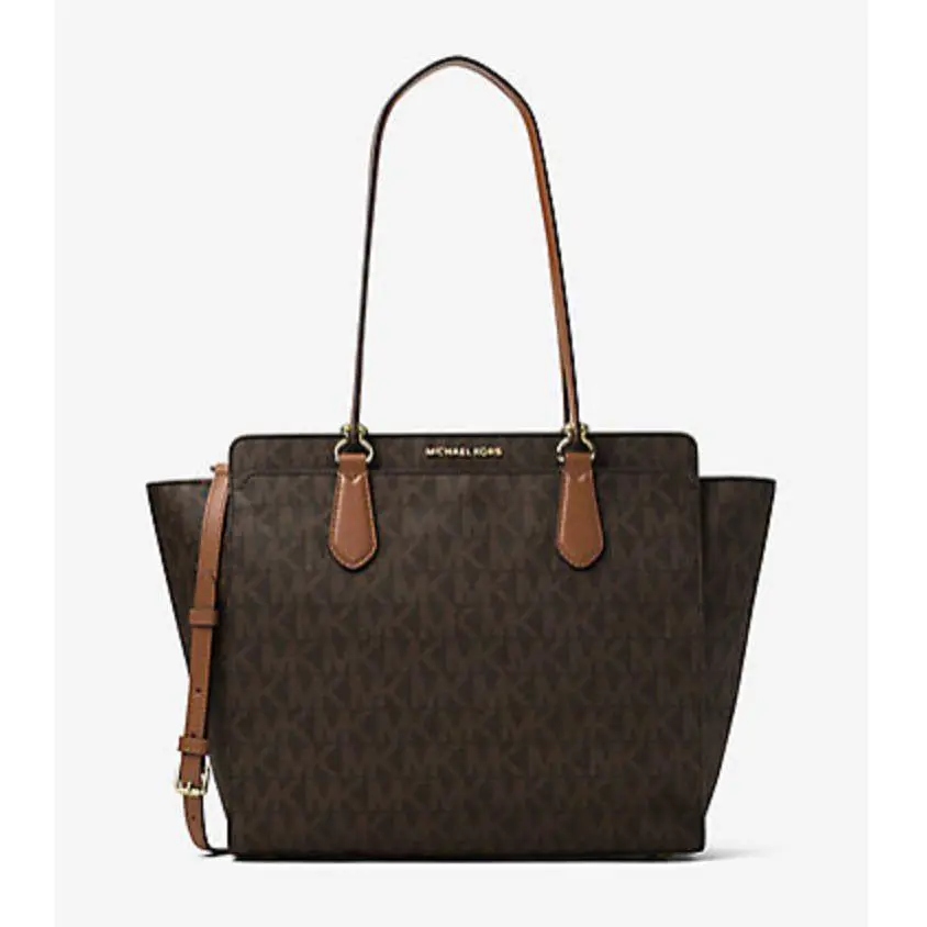 Michael Kors Dee Dee LG Signature Convertible Tote Shoulder Bag- Brown 094