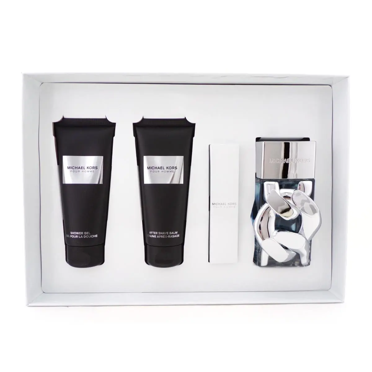 Michael Kors Pour Homme 4PC Set: Edp Spray Shower Gel Aftershave Balm Mini