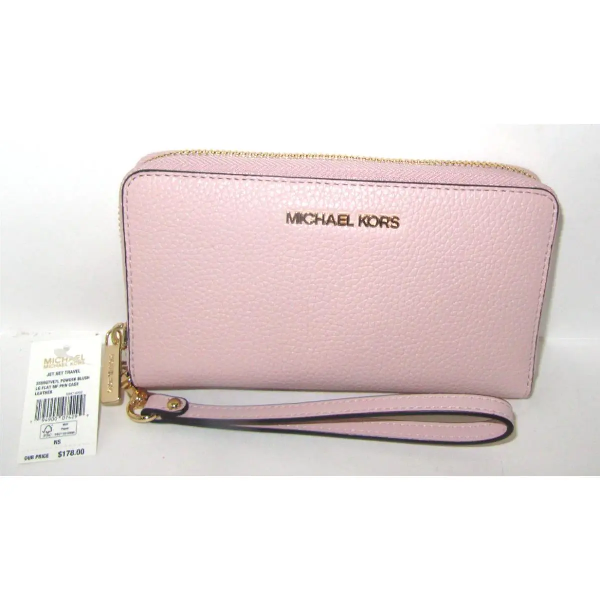 Michael Kors Jet Set Large Flat Phone Case Powder Blush Pink Wallet