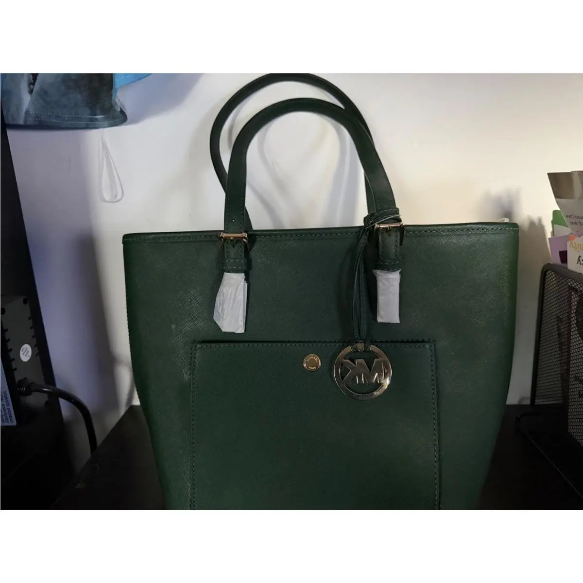 Jet Set Medium Tote in Saffiano Green Leather by Michael Kors