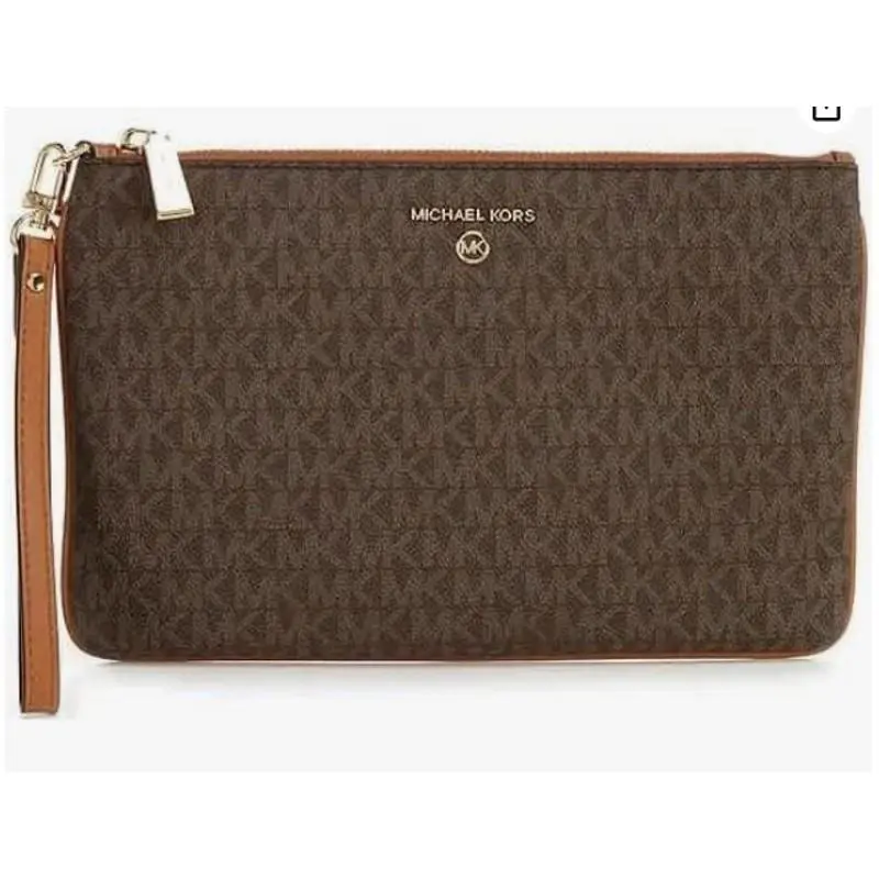 Michael Kors Jet Set Charm Large Top Zip Wristlet Brown/acorn Handbag
