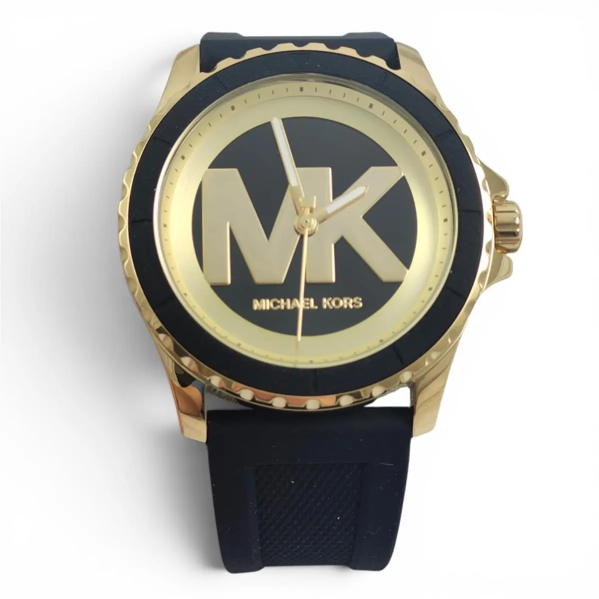 Michael Kors Oversized Everest Black Silicone Gold MK Logo Watch MK7537