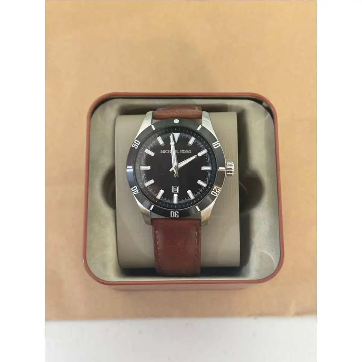 Michael Kors MK8859 Layton Brown Leather Men`s Watch