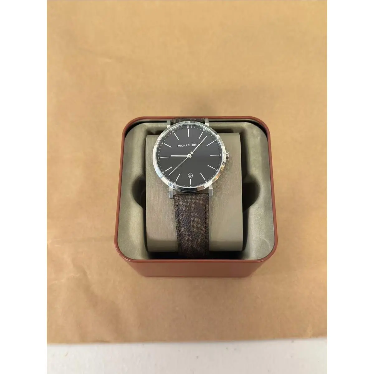 Michael Kors MK8813 Irving Quartz Three-hand Brown Pvc Men`s Watch