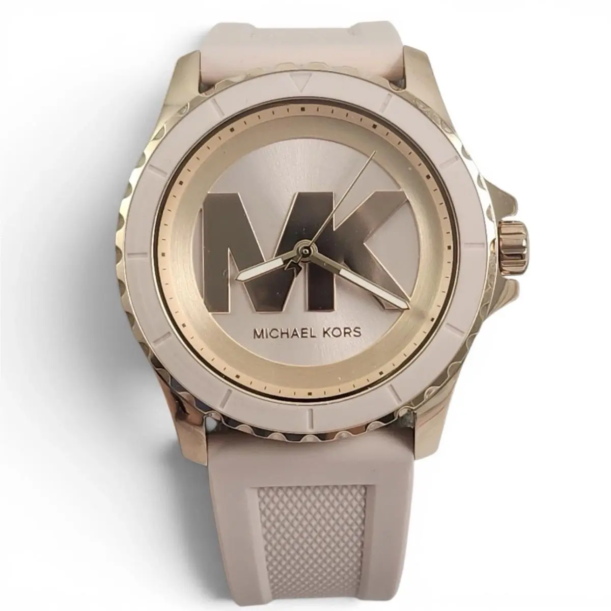Oversized Everest Pink Silicone Rose Gold MK Logo Watch MK7536 by Michael Kors