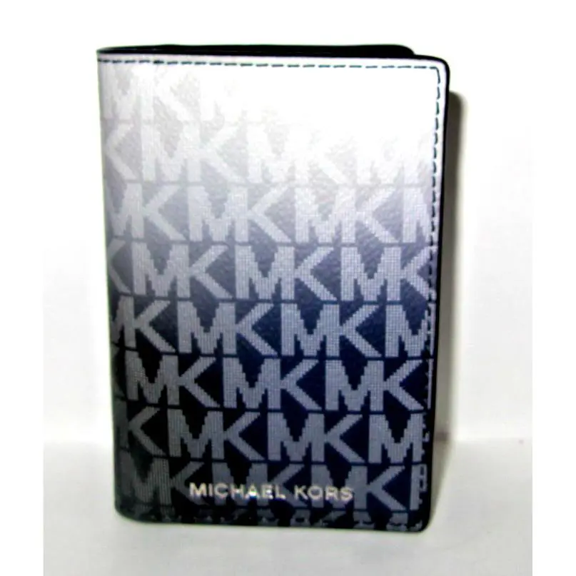 Michael Kors Cooper Logo Signature Folding Card Case Wallet Black Multi