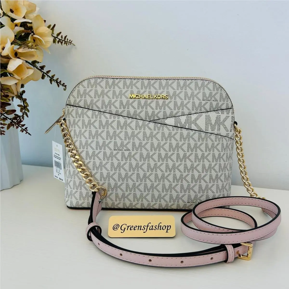 Michael Kors Jet Set Travel Medium Logo Dome Crossbody Bag MK