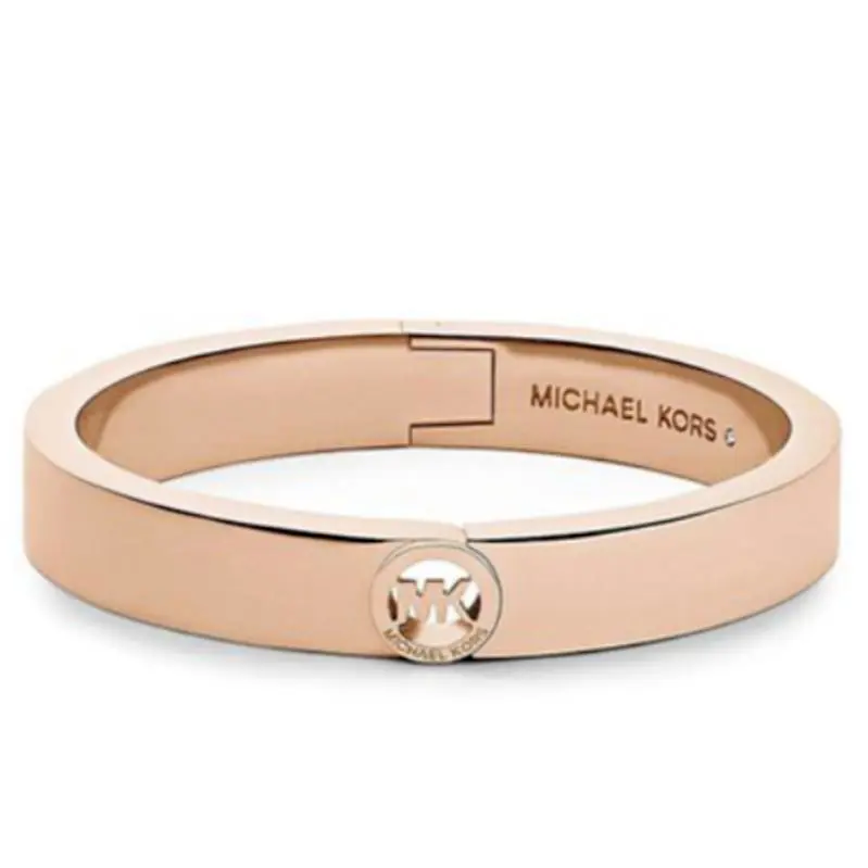 Michael Kors MK Logo Rose Gold Heritage Fulton Bangle Bracelet MKJ3251791 + Box