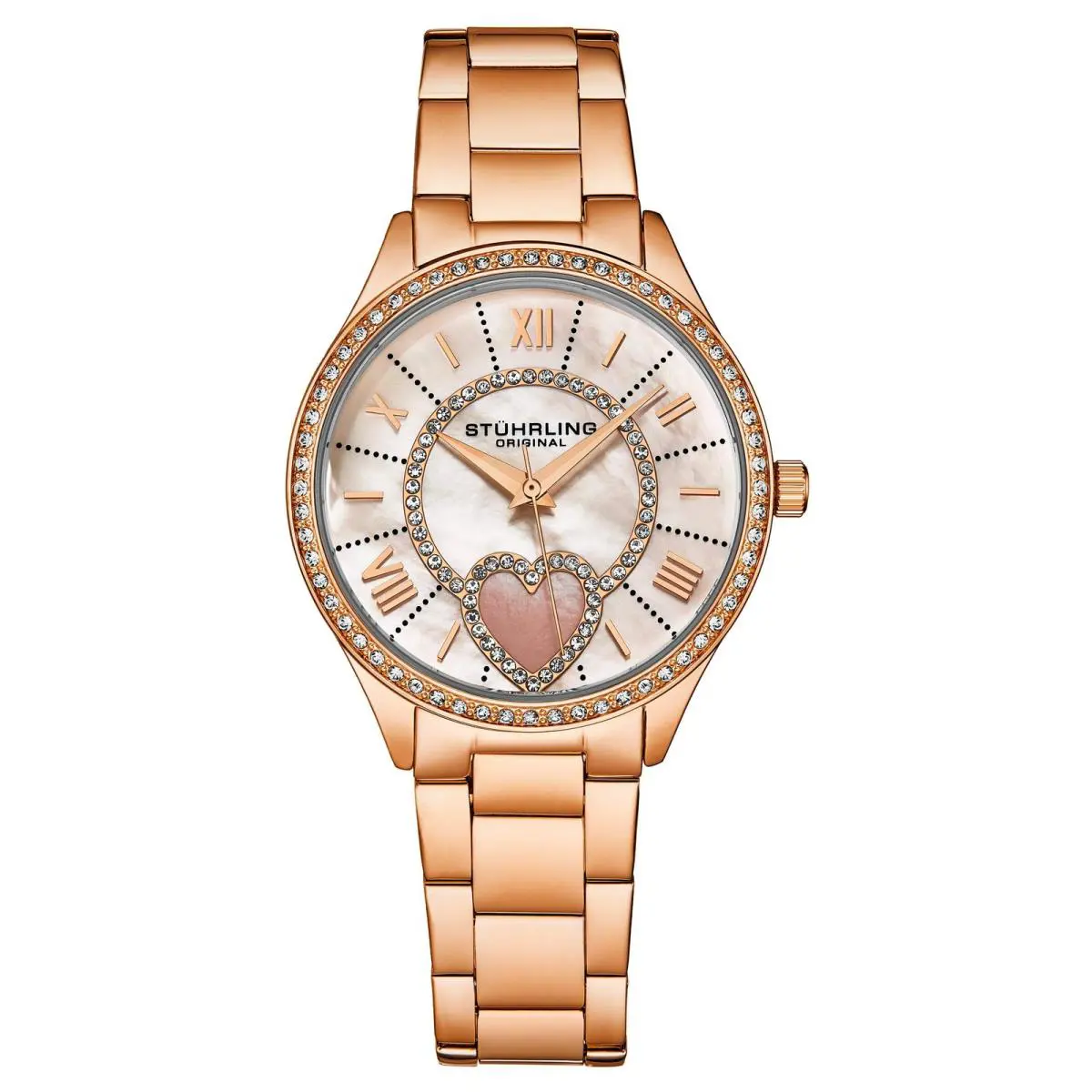 Stuhrling Saylor Mother of Pearl Quartz Classic Rose/stainless White Dial Wristwatch 401