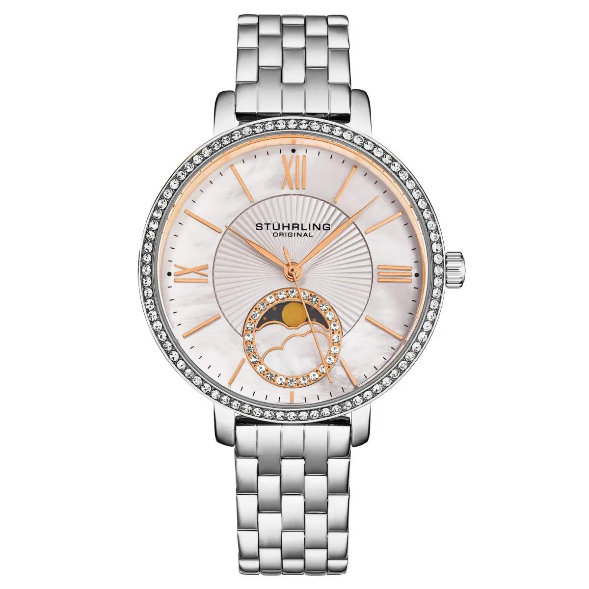 Stuhrling Horizon Quartz Classic Silver/mother of Pearl Silver Dial Wristwatch 4038.1