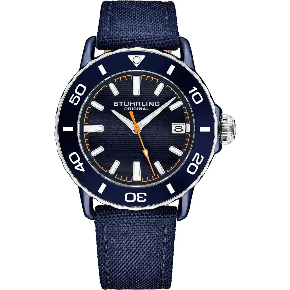 Stuhrling Explorer 4041 Quartz 40mm Diver Blue Wristwatch 4041.4
