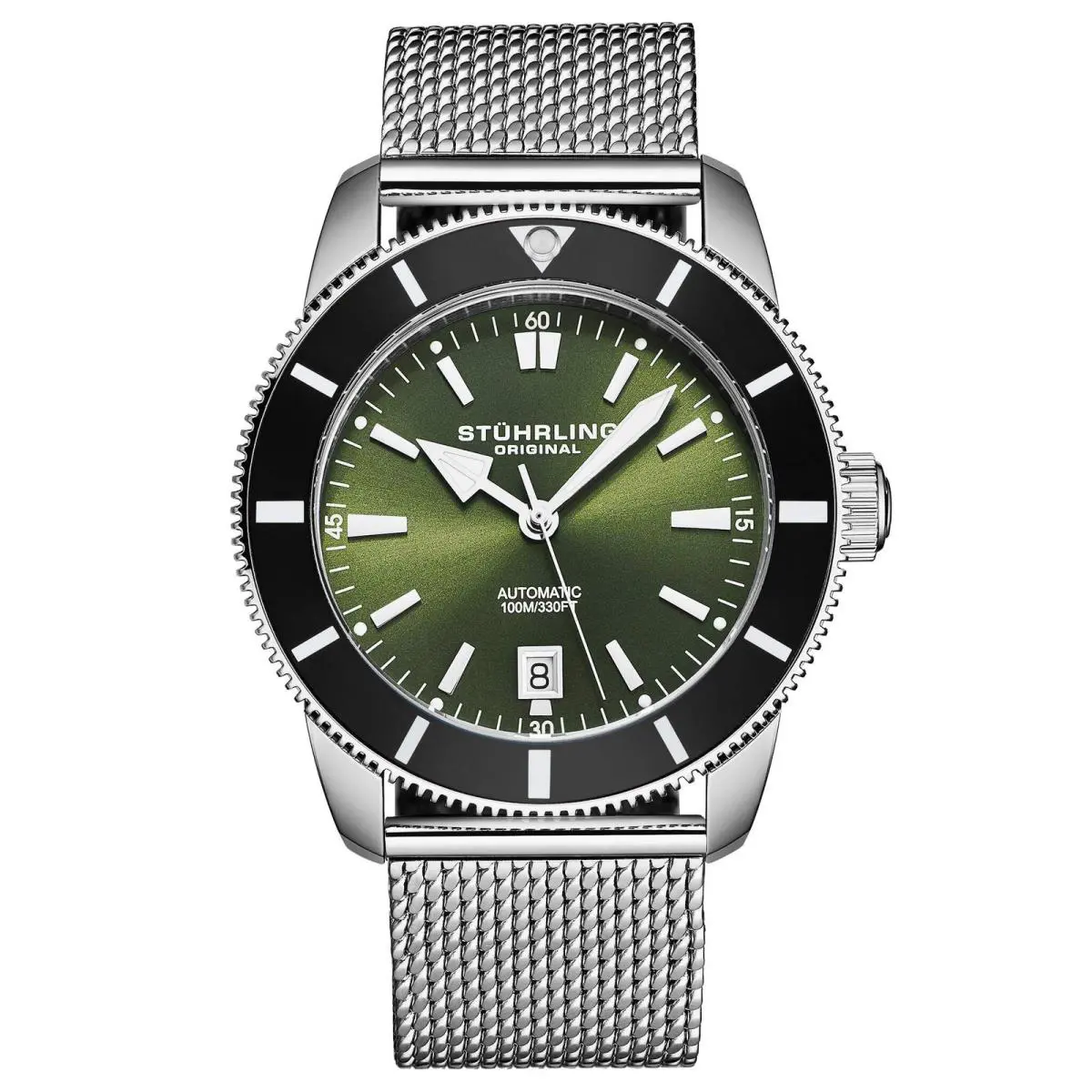 Stuhrling Marinier 4079 42mm Aquadiver Green/ Black Wristwatch 4079.3