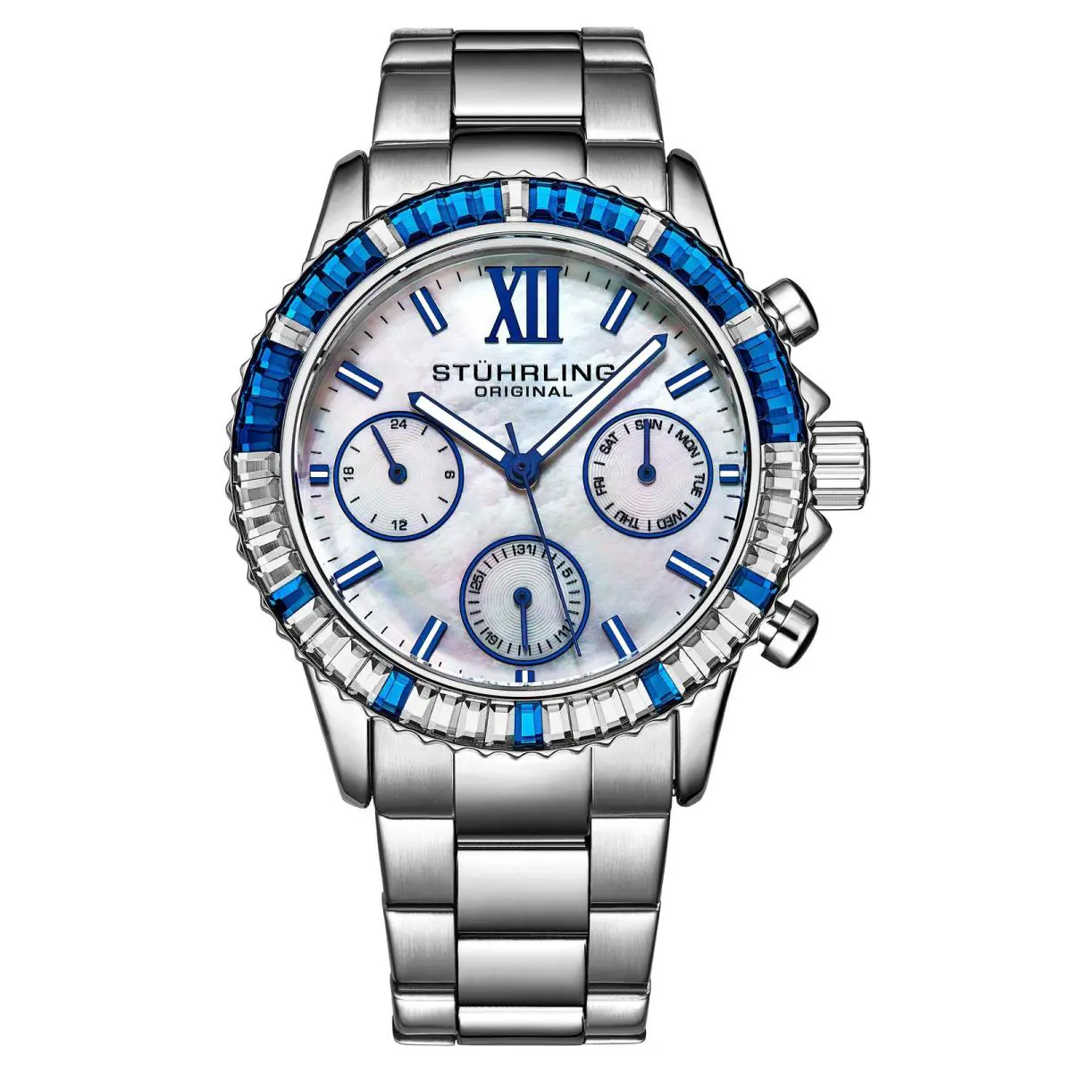 Stuhrling Vogue Blue/silver Silver Dial Wristwatch 3959.1