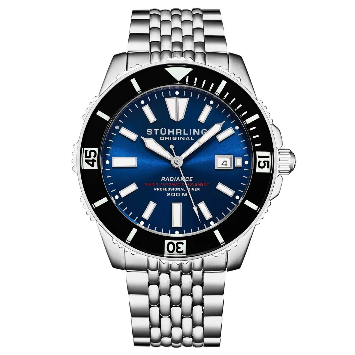 Stuhrling Depthmaster Silver/stainless Steel Blue Dial Wristwatch 1006.03 by Stührling