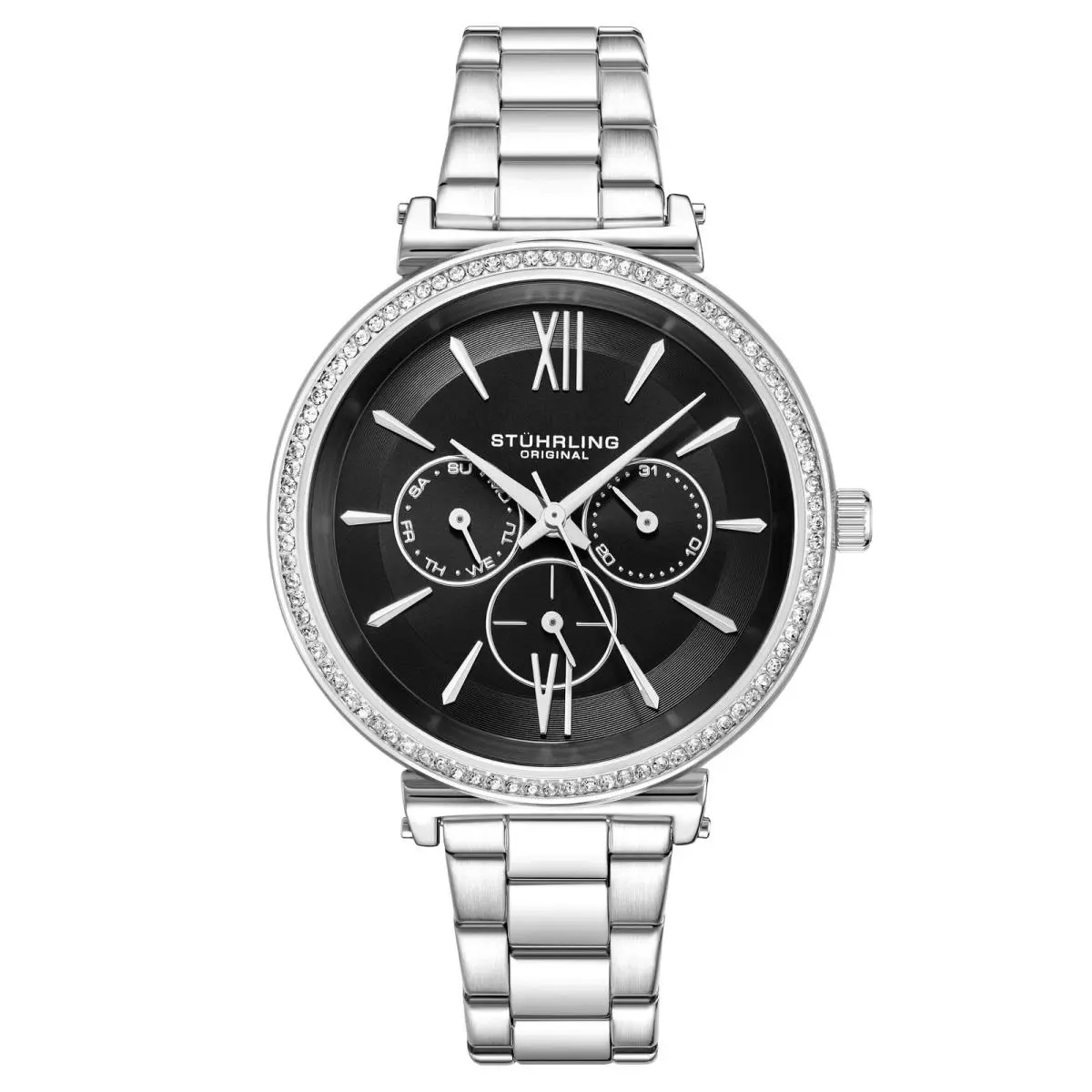 Stuhrling Symphony-3908.1 Silver Stainless Steel Black Dial Wristwatch 3908.1