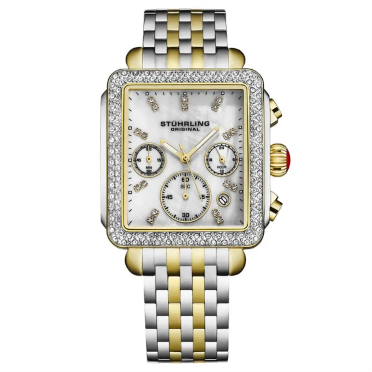 Stuhrling Arista 4083 2 Chronograph Stainless Steel Two Tone Date Womens Watch