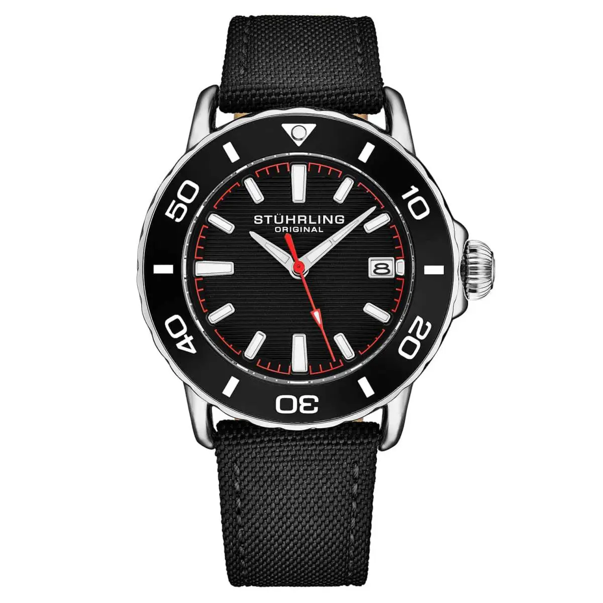 Stuhrling Explorer 4041 Quartz 40mm Diver Black Dial Wristwatch 4041.1