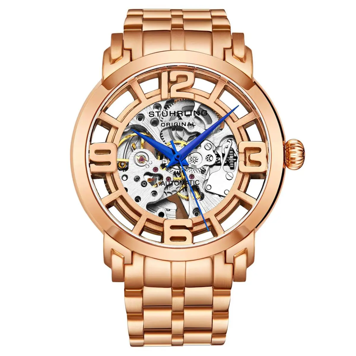 Stuhrling Legacy Rose Gold/silver Stainless Steel Silver Dial Wristwatch 3964.3